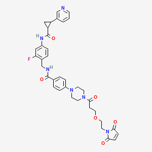 4-[4-[3-[2-(2,5-dioxopyrrol-1-yl)ethoxy]propanoyl]piperazin-1-yl]-N-[[2-fluoro-4-[(2-pyridin-3-ylcyclopropanecarbonyl)amino]phenyl]methyl]benzamide