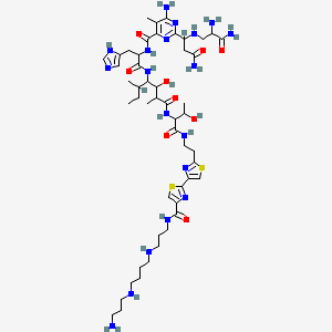 molecular formula C50H81N19O9S2 B12296974 2-[2-[2-[[2-[[4-[[2-[[6-amino-2-[3-amino-1-[(2,3-diamino-3-oxopropyl)amino]-3-oxopropyl]-5-methylpyrimidine-4-carbonyl]amino]-3-(1H-imidazol-5-yl)propanoyl]amino]-3-hydroxy-2,5-dimethylheptanoyl]amino]-3-hydroxybutanoyl]amino]ethyl]-1,3-thiazol-4-yl]-N-[3-[4-(3-aminopropylamino)butylamino]propyl]-1,3-thiazole-4-carboxamide 