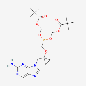 molecular formula C22H34N5O7P B12297055 [[1-[(2-Aminopurin-9-yl)methyl]cyclopropyl]oxymethyl-(2,2-dimethylpropanoyloxymethoxy)phosphanyl]oxymethyl 2,2-dimethylpropanoate 