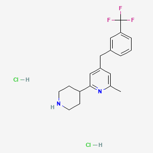 molecular formula C19H23Cl2F3N2 B12297069 2-Methyl-6-(piperidin-4-yl)-4-(3-(trifluoromethyl)benzyl)pyridine dihydrochloride 