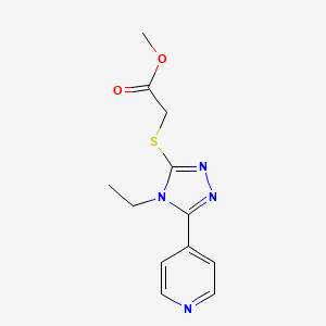 molecular formula C12H14N4O2S B1229710 2-[(4-Ethyl-5-pyridin-4-yl-1,2,4-triazol-3-yl)thio]acetic acid methyl ester 