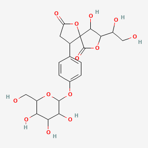 4-[4-[(alpha-D-Glucopyranosyl)oxy]phenyl]-9-hydroxy-8-(1,2-dihydroxyethyl)-1,7-dioxaspiro[4.4]nonane-2,6-dione