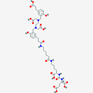 molecular formula C44H62N6O17 B12297210 2-[[1-Carboxy-5-[6-[3-[3-[[2-[[5-(2-carboxyethyl)-2-hydroxyphenyl]methyl-(carboxymethyl)amino]ethyl-(carboxymethyl)amino]methyl]-4-hydroxyphenyl]propanoylamino]hexanoylamino]pentyl]carbamoylamino]pentanedioic acid 