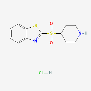 molecular formula C12H15ClN2O2S2 B12297239 2-(Piperidin-4-ylsulfonyl)benzo[d]thiazole hydrochloride 