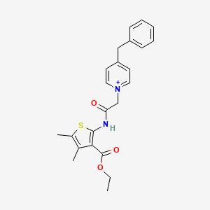 molecular formula C23H25N2O3S+ B1229728 4,5-二甲基-2-[[1-氧代-2-[4-(苯甲基)-1-吡啶-1-鎓基]乙基]氨基]-3-噻吩甲酸乙酯 