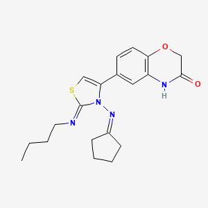 molecular formula C20H24N4O2S B1229729 6-[2-butylimino-3-(cyclopentylideneamino)-4-thiazolyl]-4H-1,4-benzoxazin-3-one 