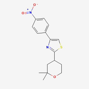 molecular formula C16H18N2O3S B1229734 Thiazole, 4-(4-nitrophenyl)-2-(tetrahydro-2,2-dimethyl-2H-pyran-4-yl)- CAS No. 88571-92-0