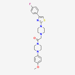 molecular formula C26H30FN5O2S B1229739 2-[4-[4-(4-Fluorophenyl)-2-thiazolyl]-1-piperazinyl]-1-[4-(4-methoxyphenyl)-1-piperazinyl]ethanone 