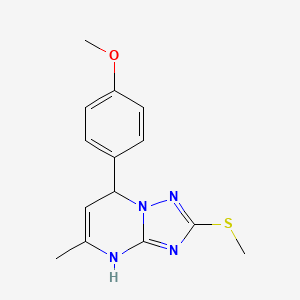 molecular formula C14H16N4OS B1229740 7-(4-Methoxyphenyl)-5-methyl-2-(methylthio)-1,7-dihydro-[1,2,4]triazolo[1,5-a]pyrimidine 