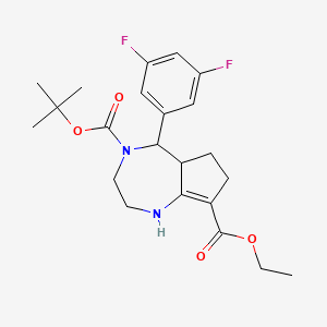 molecular formula C22H28F2N2O4 B12297438 4-(tert-butyl) 8-ethyl 5-(3,5-difluorophenyl)-2,3,5,5a,6,7-hexahydrocyclopenta[e][1,4]diazepine-4,8(1H)-dicarboxylate 