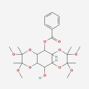 molecular formula C25H36O11 B12297441 (9-Hydroxy-5,6,12,13-tetramethoxy-5,6,12,13-tetramethyl-4,7,11,14-tetraoxatricyclo[8.4.0.03,8]tetradecan-2-yl) benzoate 