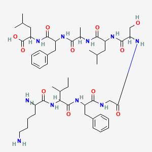 molecular formula C50H78N10O11 B12297479 2-[[2-[2-[[2-[[2-[[2-[[2-[[2-(2,6-diaminohexanoylamino)-3-methylpentanoyl]amino]-3-phenylpropanoyl]amino]acetyl]amino]-3-hydroxypropanoyl]amino]-4-methylpentanoyl]amino]propanoylamino]-3-phenylpropanoyl]amino]-4-methylpentanoic acid 