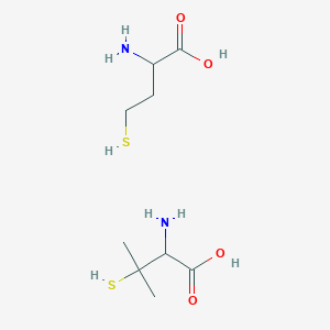 molecular formula C9H20N2O4S2 B12297505 2-Amino-3-methyl-3-sulfanylbutanoic acid;2-amino-4-sulfanylbutanoic acid 