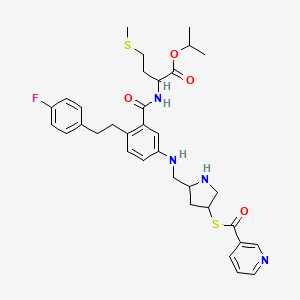 Propan-2-yl 2-[[2-[2-(4-fluorophenyl)ethyl]-5-[[4-(pyridine-3-carbonylsulfanyl)pyrrolidin-2-yl]methylamino]benzoyl]amino]-4-methylsulfanylbutanoate