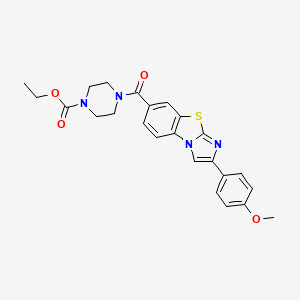 molecular formula C24H24N4O4S B1229758 Ethyl 4-{[2-(4-methoxyphenyl)imidazo[2,1-b][1,3]benzothiazol-7-yl]carbonyl}piperazine-1-carboxylate 