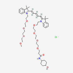 N-(4-hydroxycyclohexyl)-3-[2-[2-[2-[2-[(2Z)-2-[(2E,4E)-5-[1-[2-[2-[2-(2-methoxyethoxy)ethoxy]ethoxy]ethyl]-3,3-dimethylindol-1-ium-2-yl]penta-2,4-dienylidene]-3,3-dimethylindol-1-yl]ethoxy]ethoxy]ethoxy]ethoxy]propanamide;chloride