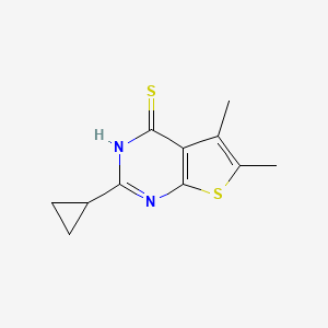 molecular formula C11H12N2S2 B12297706 2-Cyclopropyl-5,6-dimethylthieno[2,3-d]pyrimidine-4-thiol 