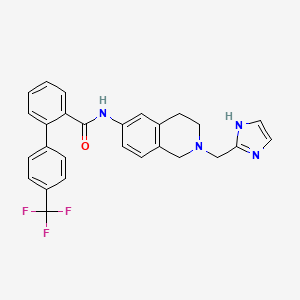 molecular formula C27H23F3N4O B12297724 N-[2-(1H-imidazol-2-ylmethyl)-3,4-dihydro-1H-isoquinolin-6-yl]-2-[4-(trifluoromethyl)phenyl]benzamide 