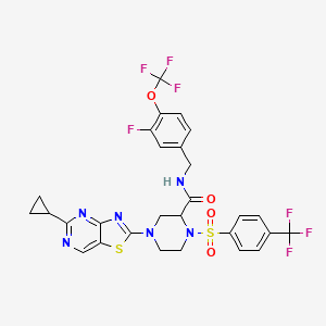 4-(5-cyclopropylthiazolo[4,5-d]pyrimidin-2-yl)-N-[[3-fluoro-4-(trifluoromethoxy)phenyl]methyl]-1-[4-(trifluoromethyl)phenyl]sulfonyl-piperazine-2-carboxamide