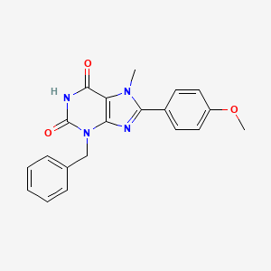 molecular formula C20H18N4O3 B1229780 8-(4-Methoxyphenyl)-7-methyl-3-(phenylmethyl)purine-2,6-dione 