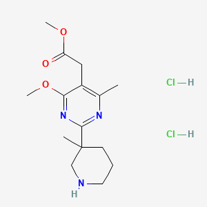 molecular formula C15H25Cl2N3O3 B12297805 Methyl 2-(4-methoxy-6-methyl-2-(3-methylpiperidin-3-yl)pyrimidin-5-yl)acetate dihydrochloride 