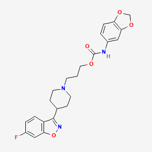 molecular formula C23H24FN3O5 B1229784 4-(6-Flouro-1,2-benzisoxazol-3-yl)-1-(3-(3,4-methylenedioxyphenylcarbamoyloxy)propyl)piperidine 