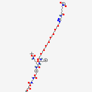 molecular formula C68H103N11O22 B12297856 (3-hydroxy-2-oxopropyl) N-[2-[[4-[[2-[[2-[3-[2-[2-[2-[2-[2-[2-[2-[2-[4-[[6-(2,5-dioxopyrrol-1-yl)hexanoylamino]methyl]triazol-1-yl]ethoxy]ethoxy]ethoxy]ethoxy]ethoxy]ethoxy]ethoxy]ethoxy]propanoylamino]-3-phenylpropanoyl]amino]-6-[(2-methylpropan-2-yl)oxycarbonylamino]hexanoyl]amino]phenyl]methoxycarbonyl-methylamino]ethyl]-N-methylcarbamate 