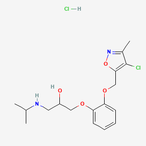 molecular formula C17H24Cl2N2O4 B1229789 1-(o-((4-Chloro-3-methyl-5-isoxazolyl)methoxy)phenoxy)-3-(isopropylamino)-2-propanol HCl CAS No. 90288-66-7