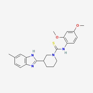 molecular formula C22H26N4O2S B1229791 N-(2,4-dimethoxyphenyl)-3-(6-methyl-1H-benzimidazol-2-yl)-1-piperidinecarbothioamide 
