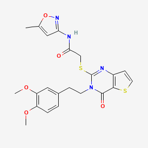 molecular formula C22H22N4O5S2 B1229795 2-[[3-[2-(3,4-dimethoxyphenyl)ethyl]-4-oxo-2-thieno[3,2-d]pyrimidinyl]thio]-N-(5-methyl-3-isoxazolyl)acetamide 
