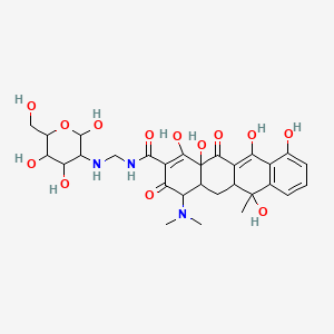 molecular formula C29H37N3O13 B12297953 4-(dimethylamino)-1,6,10,11,12a-pentahydroxy-6-methyl-3,12-dioxo-N-[[[2,4,5-trihydroxy-6-(hydroxymethyl)oxan-3-yl]amino]methyl]-4,4a,5,5a-tetrahydrotetracene-2-carboxamide 