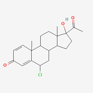 molecular formula C21H27ClO3 B12298000 Pregna-1,4-diene-3,20-dione,6-chloro-17-hydroxy-,(6R)- 