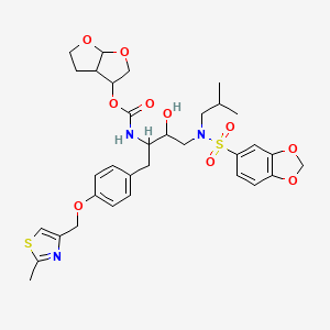 [(1R,5S,6R)-2,8-dioxabicyclo[3.3.0]oct-6-yl] N-[(2S,3R)-4-(benzo[1,3]dioxol-5-ylsulfonyl-(2-methylpropyl)amino)-3-hydroxy-1-[4-[(2-methyl-1,3-thiazol-4-yl)methoxy]phenyl]butan-2-yl]carbamate