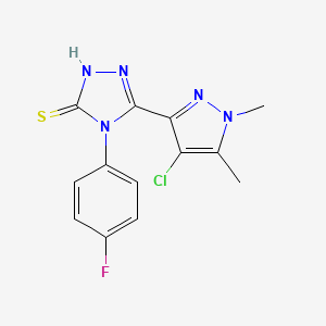 molecular formula C13H11ClFN5S B1229807 3-(4-chloro-1,5-dimethyl-3-pyrazolyl)-4-(4-fluorophenyl)-1H-1,2,4-triazole-5-thione 