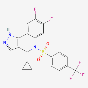 molecular formula C20H14F5N3O2S B12298091 4-Cyclopropyl-7,8-difluoro-5-(4-(trifluoromethyl)phenylsulfonyl)-4,5-dihydro-2H-pyrazolo[4,3-c]quinoline 