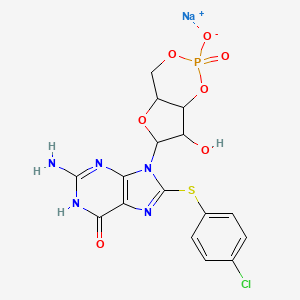 molecular formula C16H14ClN5NaO7PS B12298094 8-(4-Chlorophenylthio)guanosine 3',5'-cyclic Monophosphate sodium salt 