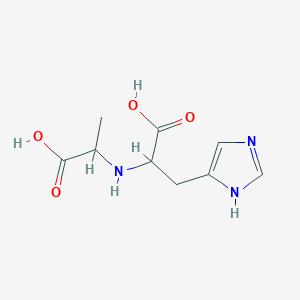 molecular formula C9H13N3O4 B12298183 2-(1-carboxyethylamino)-3-(1H-imidazol-5-yl)propanoic acid 