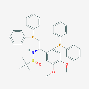 molecular formula C38H41NO3P2S B12298206 (R)-N-((S)-2-(Diphenylphosphanyl)-1-(2-(diphenylphosphanyl)-4,5-dimethoxyphenyl)ethyl)-2-methylpropane-2-sulfinamide 