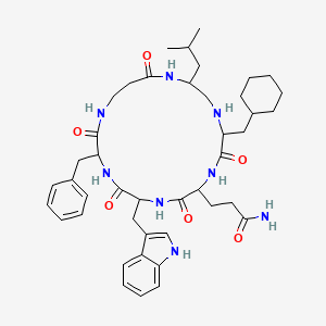 molecular formula C43H60N8O6 B12298277 Cyclo(leu-psi(CH2NH)-cha-gln-trp-phe-beta-ala) CAS No. 151911-04-5