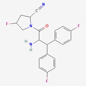 molecular formula C20H18F3N3O B12298282 1-[2-Amino-3,3-bis(4-fluorophenyl)propanoyl]-4-fluoropyrrolidine-2-carbonitrile 