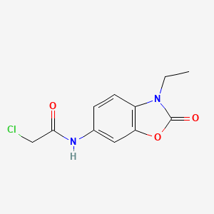 molecular formula C11H11ClN2O3 B1229836 2-Chloro-N-(3-éthyl-2-oxo-2,3-dihydro-benzoxazol-6-yl)-acétamide CAS No. 842971-33-9