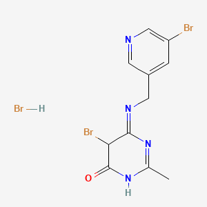 molecular formula C11H11Br3N4O B12298360 5-bromo-4-[(5-bromopyridin-3-yl)methylimino]-2-methyl-1H-pyrimidin-6-one;hydrobromide 