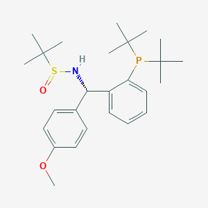 molecular formula C26H40NO2PS B12298376 (R)-N-((S)-(2-(Di-tert-butylphosphanyl)phenyl)(4-methoxyphenyl)methyl)-2-methylpropane-2-sulfinamide 