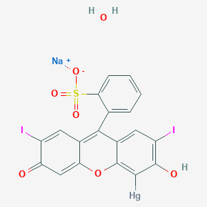 molecular formula C19H10HgI2NaO7S B12298383 Sodium;[3-hydroxy-2,7-diiodo-6-oxo-9-(2-sulfonatophenyl)xanthen-4-yl]mercury;hydrate 