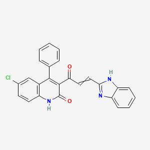 molecular formula C25H16ClN3O2 B1229842 3-[3-(1H-benzimidazol-2-yl)prop-2-enoyl]-6-chloro-4-phenyl-1H-quinolin-2-one 