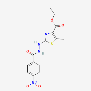 5-Methyl-2-[[(4-nitrophenyl)-oxomethyl]hydrazo]-4-thiazolecarboxylic acid ethyl ester