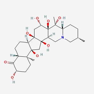 molecular formula C27H43NO8 B12298484 (1R,2S,6S,9S,10R,11S,12S,14R,15R,18R,20S,23S,24R)-1,10,11,12,14,20,24-heptahydroxy-6,10,23-trimethyl-4-azahexacyclo[12.11.0.02,11.04,9.015,24.018,23]pentacosan-19-one CAS No. 559-82-0