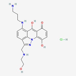 molecular formula C20H24ClN5O4 B12298511 10-(3-aminopropylamino)-3,8-dihydroxy-14-[(2-hydroxyethylamino)methyl]-1,15-diazatetracyclo[7.6.1.02,7.013,16]hexadeca-2,4,7,9,11,13(16),14-heptaen-6-one;hydrochloride CAS No. 142853-70-1