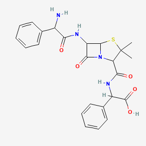 molecular formula C24H26N4O5S B12298521 2-[[6-[(2-Amino-2-phenylacetyl)amino]-3,3-dimethyl-7-oxo-4-thia-1-azabicyclo[3.2.0]heptane-2-carbonyl]amino]-2-phenylacetic acid 