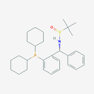 molecular formula C29H42NOPS B12298567 (R)-N-((R)-(2-(Dicyclohexylphosphino)phenyl)(phenyl)methyl)-2-methylpropane-2-sulfinamide 